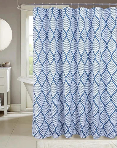 Miniatura 26 de Serafina Home Cortina de ducha bohemia, diseño floral de mandala azul marino, verde azulado, blanco, tela, 72 x 72 pulgadas, resistente a