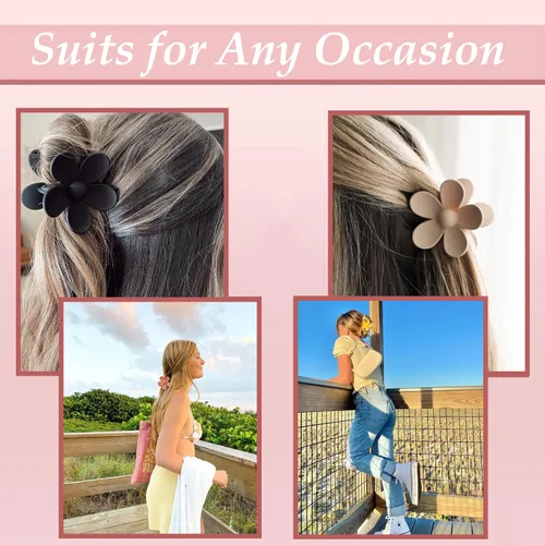 Miniatura 5 de Juego de 9 pinzas para el cabello mate: pinzas de metal antideslizantes grandes para cabello grueso y fino, 9 estilos con fuerte sujeción