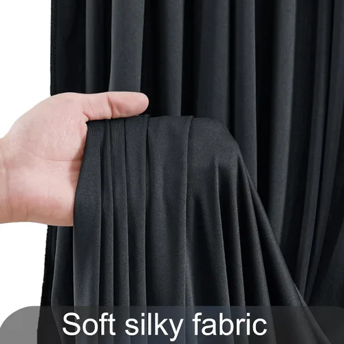 Miniatura 6 de Paneles de cortinas de fondo negras de 10 pies x 10 pies para fiestas, fiestas de cumpleaños, sin arrugas, cortinas de telón de fondo de tela