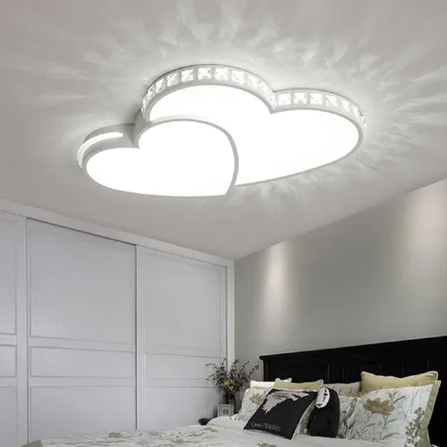 Miniatura 2 de Gdrasuya10 Lámpara de techo LED de cristal en forma de corazón, moderna lámpara de techo de montaje empotrado de cristal romántica para sala
