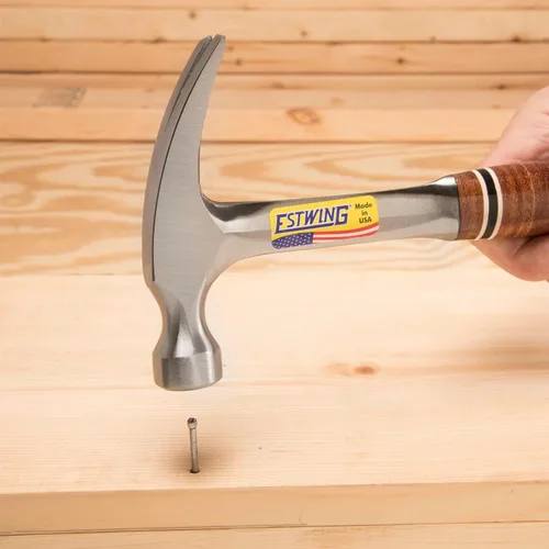 Miniatura 16 de ESTWING Martillo - Garra recta de 16 oz con cara lisa y agarre de cuero genuino - E16S