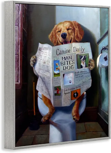 Miniatura 6 de Stupell Industries 'Periódico de lectura de perros en el inodoro', arte giclée enmarcado, gris, 11 x 14 pulgadas, fácil de colgar y resistente
