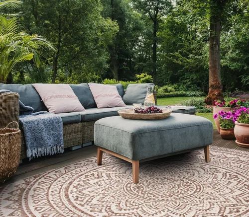 Miniatura 74 de SAFAVIEH Alfombra lavable para exteriores, colección Courtyard - Pasillo de 2.3 x 8 pies, color beige claro y marrón claro, no desprende pelusa