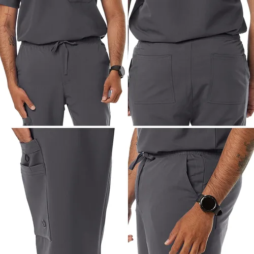 Miniatura 4 de Wynd - Pantalón cargo para hombre, cintura elástica y cordón, ideal para profesionales médicos
