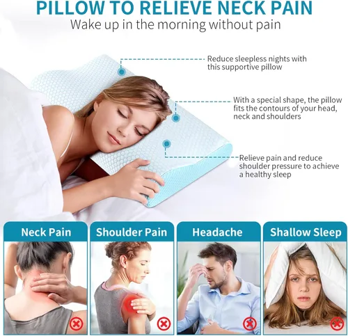 Miniatura 6 de Almohadas de Espuma Viscoelástica Almohada para el Cuello para Dormir, Almohada Cervical Ergonómica Almohada de Cama para Personas que Duermen
