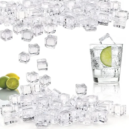 Miniatura 5 de Cubitos de hielo falsos, 100 piezas de hielo falso de 0.591 in, diamantes de cristal acrílico artificiales, rocas de hielo acrílicas, relleno