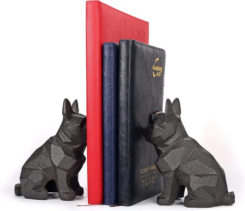 Miniatura 4 de Ambipolar Sujetalibros geométricos para decoración de perros, sujetalibros geométricos para guardar libros, resistentes para escritorio de oficina
