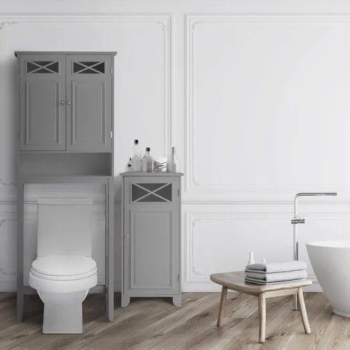 Miniatura 4 de Teamson Home Dawson - Armario de madera contemporáneo con dos puertas, color gris