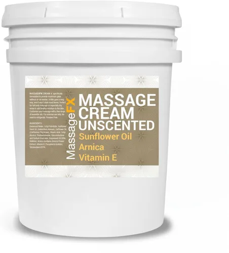 MASSAGE FX Crema de masaje sin perfume, 5 galones, cremas de masaje para terapia de masaje, crema de masaje de terapia física, crema de masaje de