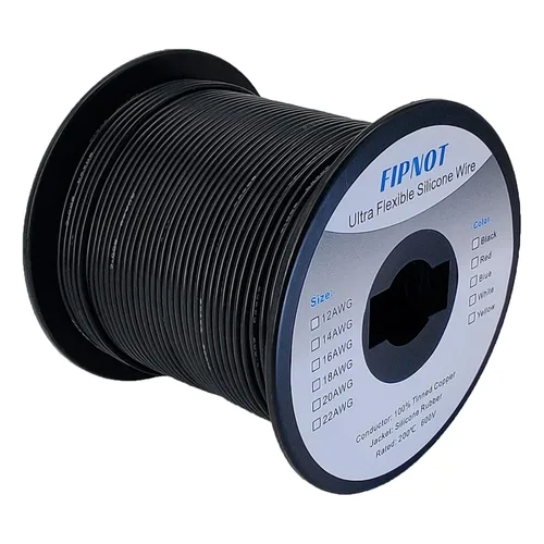 Miniatura 19 de Cable de 8 AWG Alambre Calibre 8 de Silicona - Carrete Negro de 25 pies, Alambre de Cobre Estañado Trenzado Extra Flexible 8AWG para Soldadura 200℃