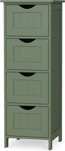 Miniatura 7 de VASAGLE Slim Bathroom Storage Cabinet, MDF Freestanding Floor Organizer with 4 Drawers, Narrow Laundry Room Storage, 11.8 x 11.8 x 32.4 Inch, Black