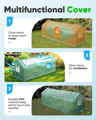 Miniatura 4 de Quictent Invernadero portátil de 95 pulgadas de ancho x 36 pulgadas de profundidad x 36 pulgadas de alto, 2 ventanas de malla y gran puerta de Verde