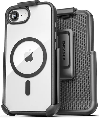 Miniatura 14 de Encased MAG - Funda para cinturón diseñada para iPhone 15 con clip de funda, tecnología protectora AirGuard (negro/transparente) compatible