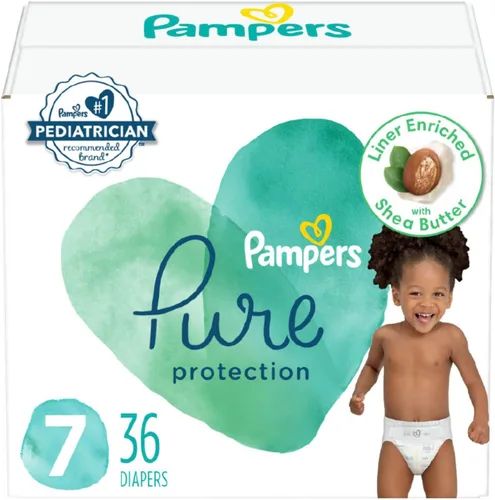 Miniatura 5 de Pañales para recién nacido/talla 1 (8-14 libras), 35 unidades – Pampers Pure Protection desechables para bebé, protección hipoalergénica y sin