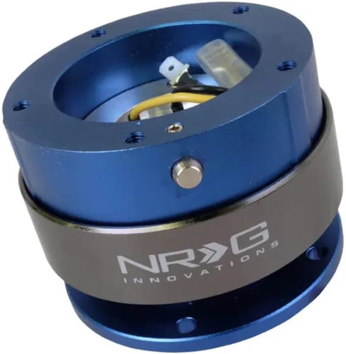 NRG Innovations Gen 2.0 Volante de estilo de carreras con liberación rápida, adaptador de estilo de dos vías de 5 agujeros, cuerpo negro con anillo