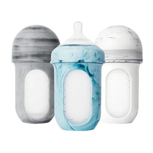 Boon Nursh Bottles - Los biberones de silicona ayudan a aliviar los síntomas de los cólicos, fórmula y leche materna solo al tacto de silicona de