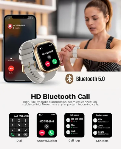 Miniatura 6 de Reloj inteligente (respuesta/hacer llamada), relojes inteligentes AMOLED de 1.96 pulgadas para mujer con más de 100 modos deportivos, rastreador