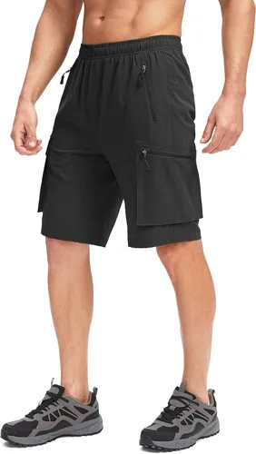 Miniatura 2 de Bikewa Pantalones cortos de ciclismo de montaña para hombre, con acolchado 3D, ajuste holgado, con bolsillos con cremallera