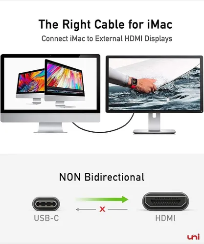 Miniatura 7 de uni Cable USB C a HDMI de 3 pies 4K@60Hz, cable trenzado USB Tipo C a HDMI de UNA vía (compatible con Thunderbolt 3/4) con MacBook Pro/Air 2023