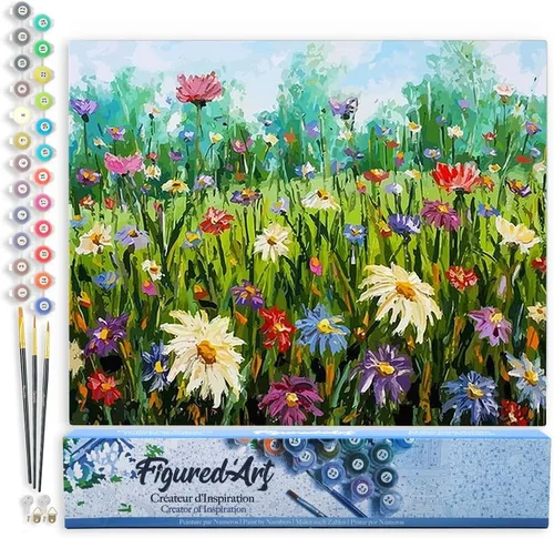 Miniatura 154 de Figured'Art - Juego de pintura por números, lienzo enrollado sin marco, para manualidades, para adultos, 16 x 20 pulgadas, jarrón de peonías