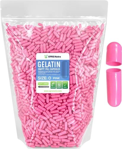 Miniatura 47 de XPRS Nutra Size 0 Empty Capsules - 100 Count Empty Gelatin Capsules - Pills DIY Capsule Filling - Pure Bovine Pill Gel Caps for Do-It-Yourself Rosado