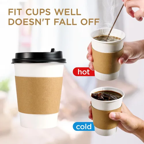 Miniatura 5 de Paquete de 200 fundas de café, fundas desechables para bebidas frías y calientes, funda fuerte para tazas de café de 10 a 24 onzas