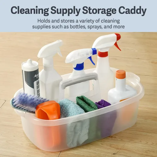 Miniatura 5 de Haundry Organizador grande de limpieza con asa, organizador de cesta de almacenamiento de herramientas de limpieza, organizador de cubo resistente