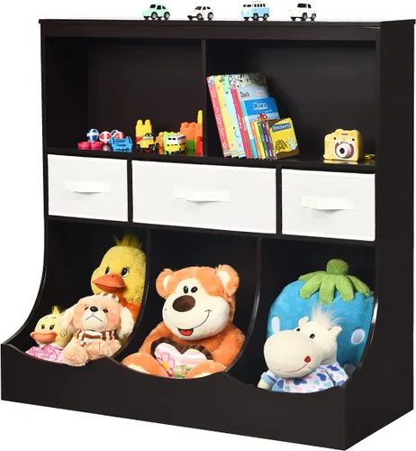 HONEY JOY Organizador de almacenamiento de juguetes para niños con estantería, armario de almacenamiento de organización de 8 compartimentos con