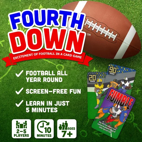 Miniatura 3 de Fourth Down Juego de cartas de fútbol para niños y familias Juego deportivo de ritmo rápido para niños de 8 a 12 años Regalo de cumpleaños