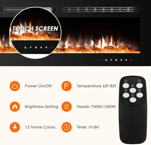 Miniatura 4 de Chimenea eléctrica independiente de 50 pulgadas, 12 colores de llama, potencia y temperatura ajustable, control remoto