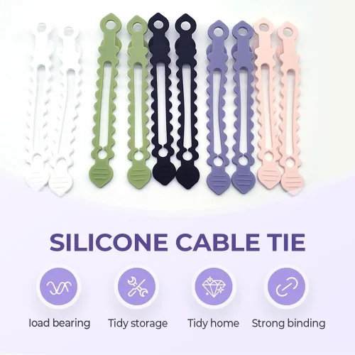 Miniatura 4 de Nuevo organizador de cables de datos, sujetacables de silicona reutilizables, organizador de cables de alta elasticidad para agrupar y sujetar