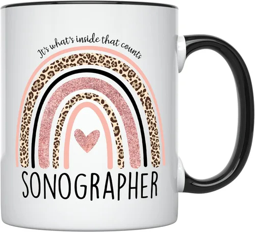 YouNique Designs Sonographer - Taza de café de 11 onzas, regalo de ecografía, taza de tecnología de ultrasonido, taza de ecografía cardíaca (mango