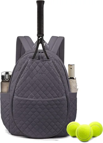 Miniatura 18 de Sucipi Bolsas de tenis para mujeres, Mochila bolsa acolchada para raqueta de tenis para raqueta de tenis, palas de pickleball, bádminton Negro