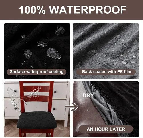 Miniatura 3 de Genina Fundas de asiento impermeables para sillas de comedor, fundas elásticas para sillas de comedor, fundas protectoras para sillas de cocina
