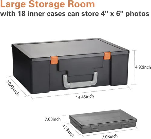 Miniatura 2 de Caja de almacenamiento de fotos de 4 x 6 pulgadas, 18 cajas grandes adicionales para fotos, organizador de fotos grande, caja de fotos libre de Negro