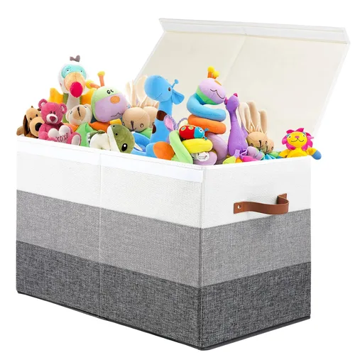 Miniatura 11 de Mayniu Caja grande de almacenamiento de juguetes para niñas y niños, resistente caja de juguetes organizadora con tapa para sala de estar, Rosa