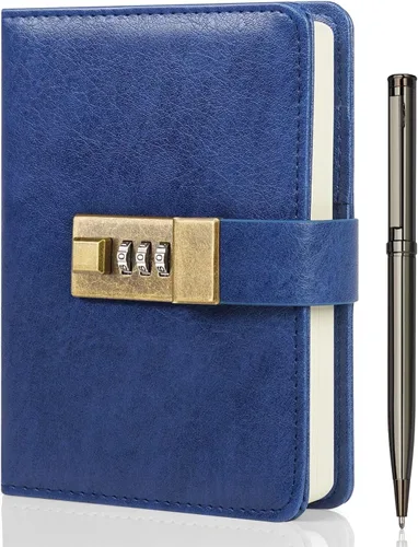 Miniatura 14 de WEMATE Diario con Cerradura, Diario con Cerradura, Cuaderno de Contraseña, Bolígrafo y Caja de Regalo - Perfecto para Hombres y Mujeres - 4.3X Negro