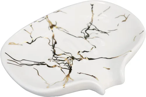 Miniatura 9 de Jabonera con textura de mármol de cerámica, ranura autodrenante, portátil para ducha, baño y fregadero de cocina