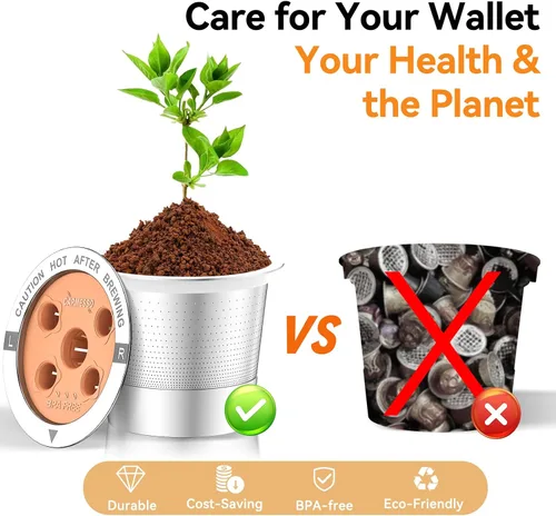 Miniatura 5 de CAPMESSO Tazas K reutilizables para Keurig: filtro de café de acero inoxidable My K Cup actualizado 2025 cápsulas de café recargables para K