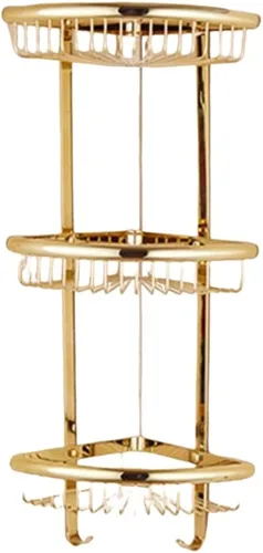 Miniatura 6 de Organizador de ducha de esquina estantes flotantes estantes de baño Estante de almacenamiento de latón de cristal Soporte para champú Accesorios