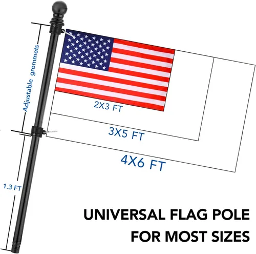 Miniatura 3 de Yeesun Mástil de bandera para casa con bandera estadounidense de 3 x 5, montaje en pared de 6 pies con soporte para porche del hogar, decoración al