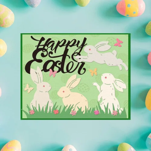 Miniatura 4 de Fondo de conejo de Pascua de metal, troquelados para hacer tarjetas, hojas de marco de corte para decoración de bricolaje, manualidades, tarjetas, 4