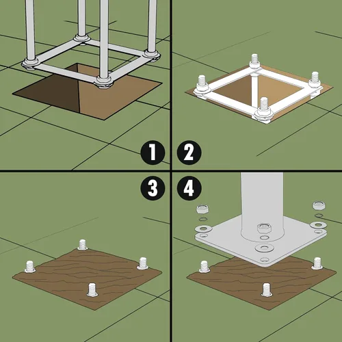 Miniatura 2 de Royal Shade Juego de marcos de base reforzados para poste de vela de sombra, barra de refuerzo resistente de 15 pulgadas, fácil instalación