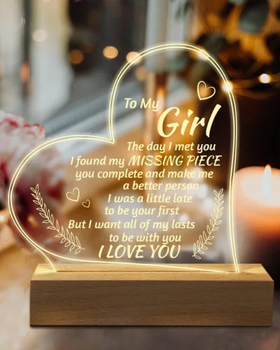 Miniatura 2 de Regalos románticos para novia, para mi novia, luz nocturna grabada, regalos "I Love You" para ella, lindos regalos de aniversario de cumpleaños