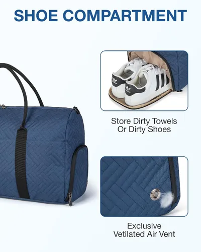 Miniatura 5 de BAGSMART - Bolsa de viaje grande de 40 litros, bolsa de mano para hombres y mujeres, con compartimento para zapatos, color negro, Azul Marino-50L