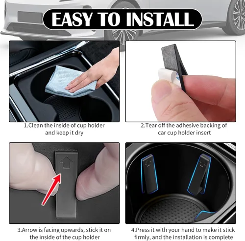 Miniatura 6 de 6 PCS Insertos de Portavasos de Silicona para Automóvil, Posavasos Curvos Antivibración para Automóvil, Estabilizador de Portavasos para Sostener
