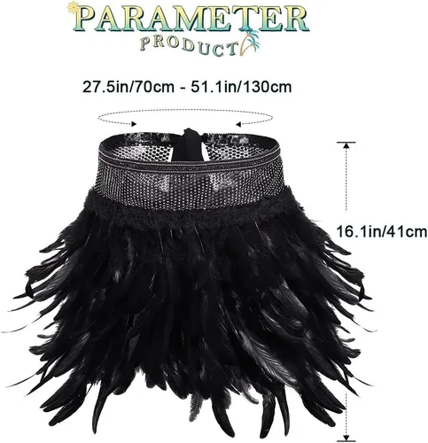 Miniatura 2 de REETAN Falda de vientre con capas de plumas con diamantes de imitación, falda novedosa de tul para festivales rave, falda ajustable para mujeres