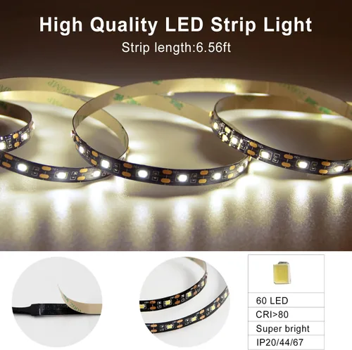 Miniatura 5 de VST Tira de luces LED de 2 metros, luz de cinta LED con sensor de movimiento y operada a batería para armario, escaleras, dormitorio