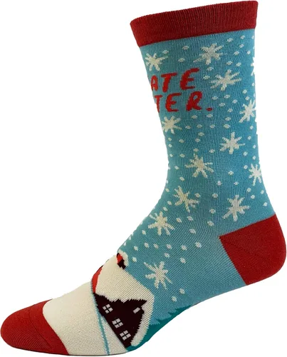 Miniatura 3 de Crazy Dog T-Shirts Calcetines de invierno con texto en inglés "I Hate" para hombre, diseño divertido de nieve y frío, Azulclaro