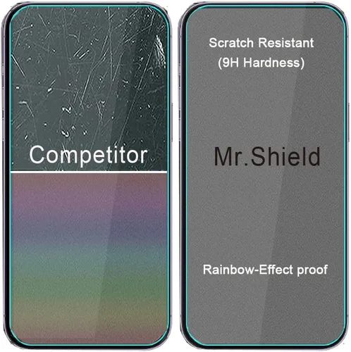 Miniatura 5 de Mr.Shield [Paquete de 3] Protector de pantalla para iPhone 14 Pro Max de 6.7 pulgadas [vidrio templado] [vidrio japonés con dureza 9H] protector